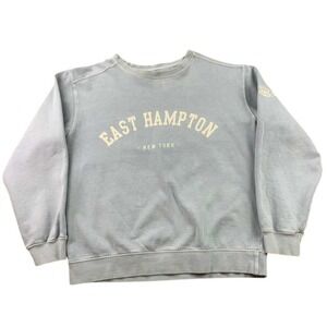 Breezin Up East Hampton New York Sweatshirt Mens M Light Blue Crew Neck Pullover